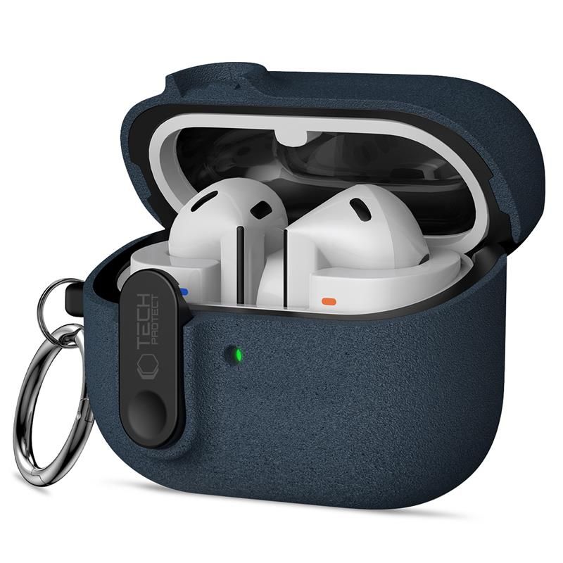 "Tech-Protect" plonas dėklas su kabliuku, skirtas "Samsung Galaxy Buds 3 / 3 FE / 3 Pro" - tamsiai mėlynas