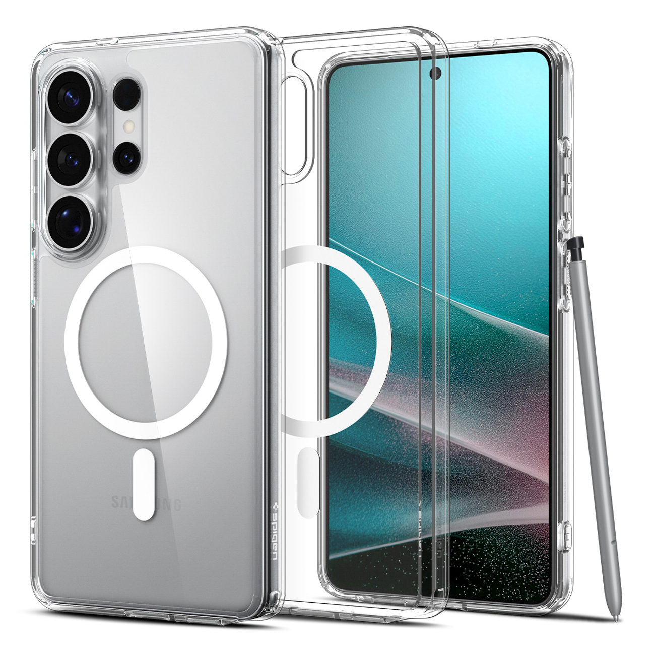 Spigen Ultra Hybrid Mag MagSafe Case for Samsung Galaxy S26 Ultra - Clear and White