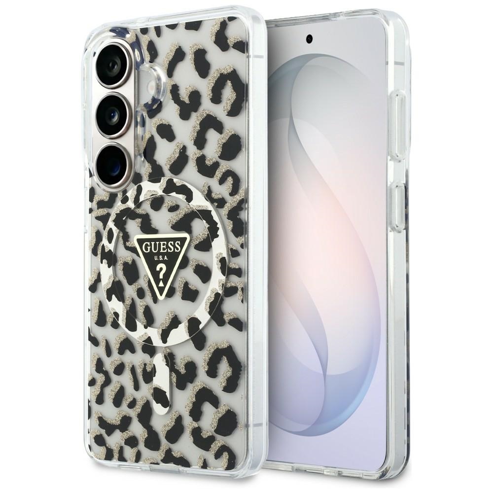 Guess case IML Leopard Print Triangle MagSafe for Samsung Galaxy S26 black