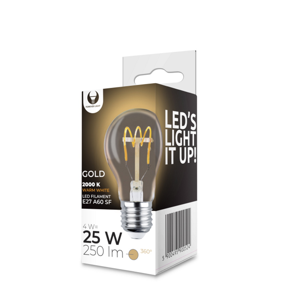 LED Bulb Filamentas E27 A60 4W 230V 2000K 250lm SF auksinis Forever Light