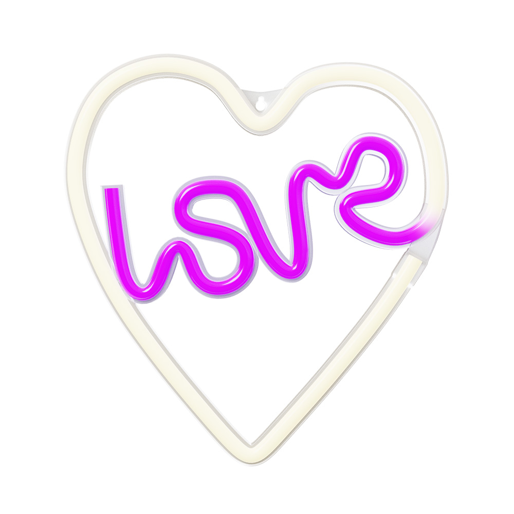 Neon LED Light LOVE HEART violetinis baltas NNE02 Neolia