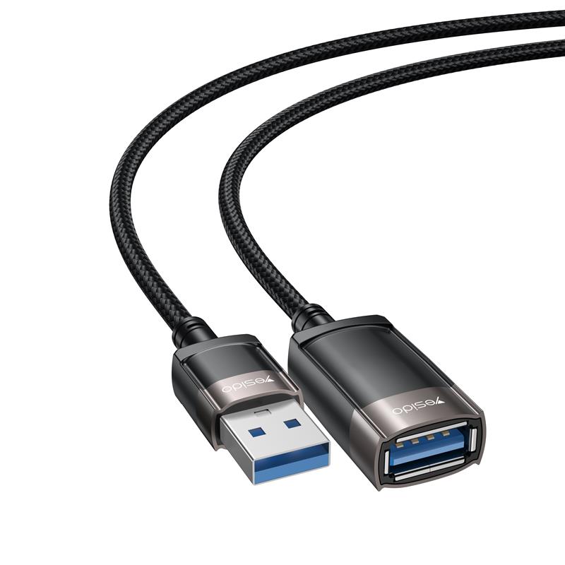 YESIDO LAIDAS GS26 USB MALE-USB FEMALE 1,5M USB 2.0 juodas