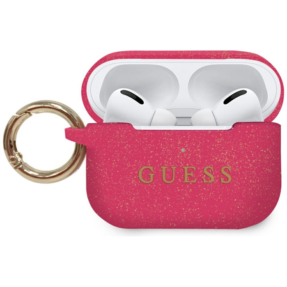 Guess Silikoninis Glitter Dėklas for AirPods Pro - rožinis Glitter