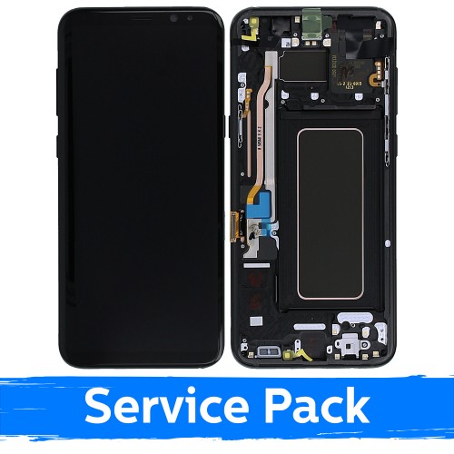 Ekranas skirtas Samsung G955 S8 Plus su rėmeliu / Midnight Black / (Service Pack)
