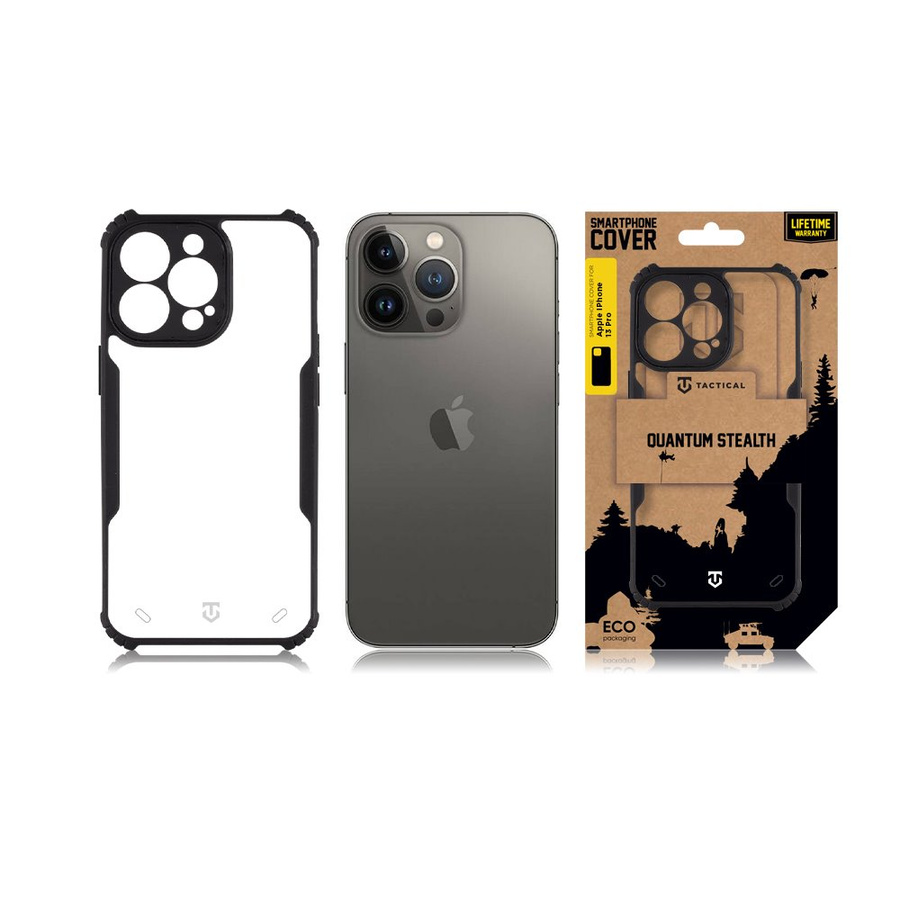 Tactical Quantum Stealth Dėklas for Apple iPhone 13 Pro Skaidrus/Juodas