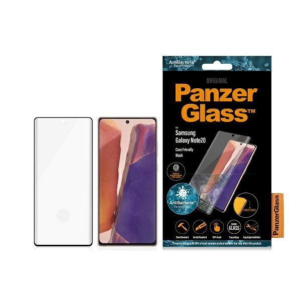 PANZERGLASS GRŪDINTAS STIKLAS LENKTAS SUPER + SAMSUNG NOTE 20 DĖKLAS FRIENDLY ANTIBAKTERINIS JUODAS PAŽEISTA PAKUOTĖ
