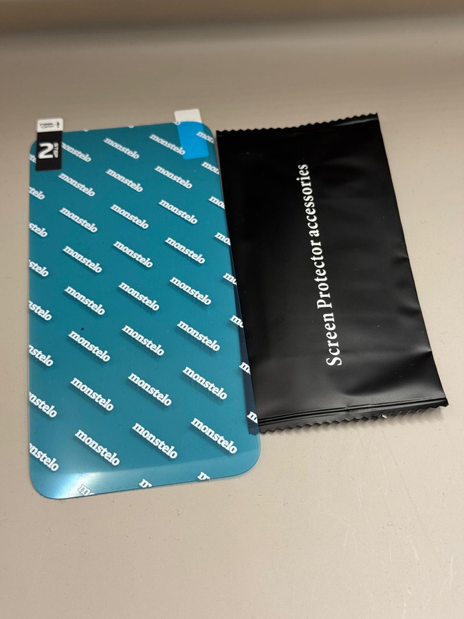 Hibridinis stiklas 9H MONSTELO skirtas iPhone 15 Pro + Montavimo rinkinys 5 vnt.