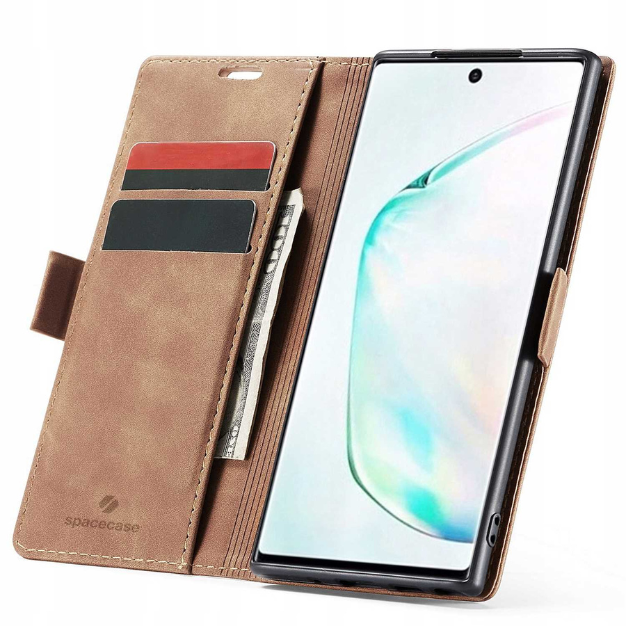 Spacecase piniginės dėklas Galaxy Note 10 šviesiai rudas
