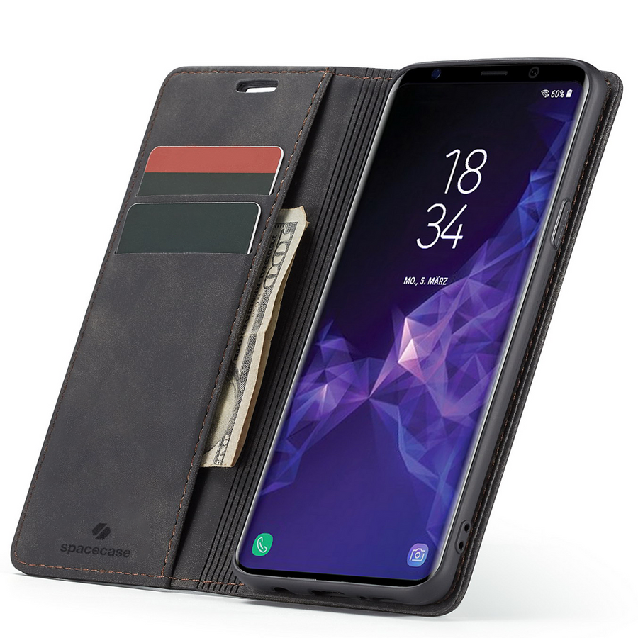 Spacecase piniginės dėklas Galaxy S9+ juodas