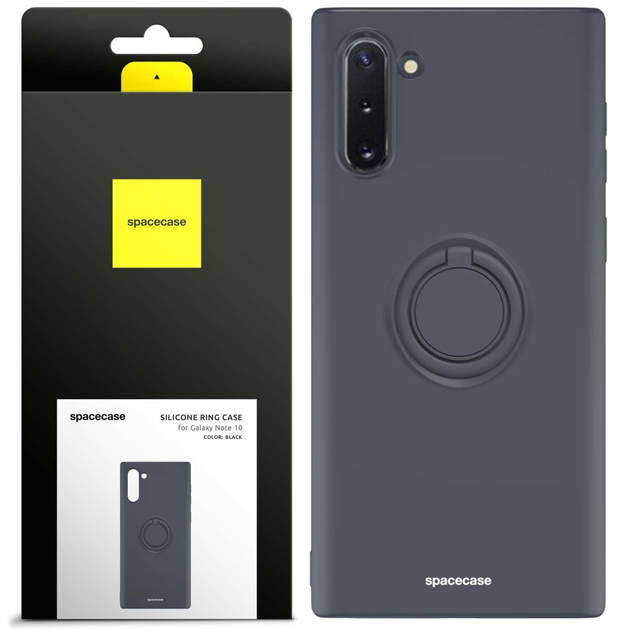 Spacecase Silikoninis dėklas su žiedu Galaxy Note 10 juodas