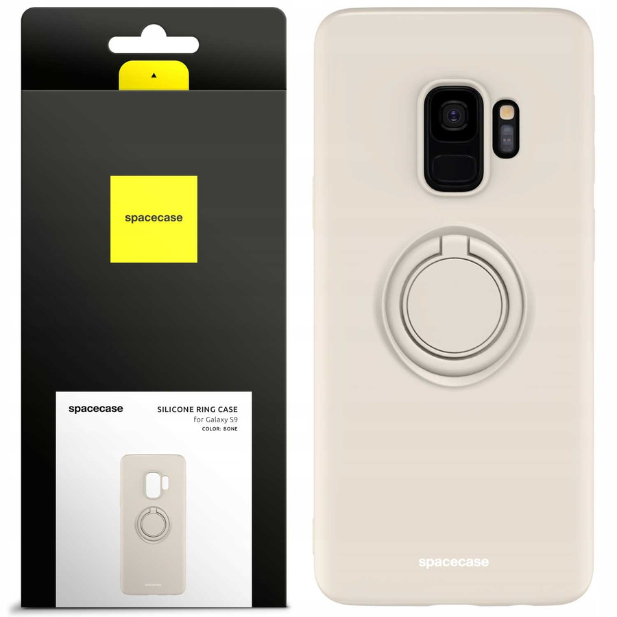 Spacecase Silikoninis dėklas su žiedu Galaxy S9 kaulo spalvos