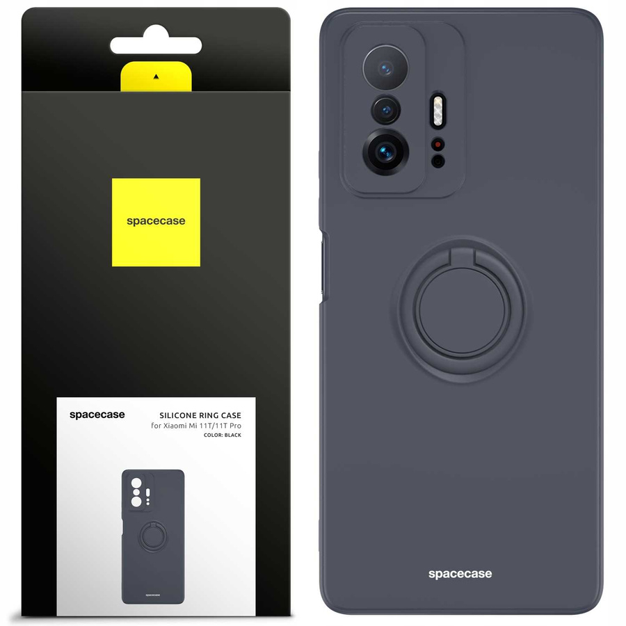 Spacecase Silikoninis dėklas su žiedu Xiaomi Mi 11T/11T Pro juodas