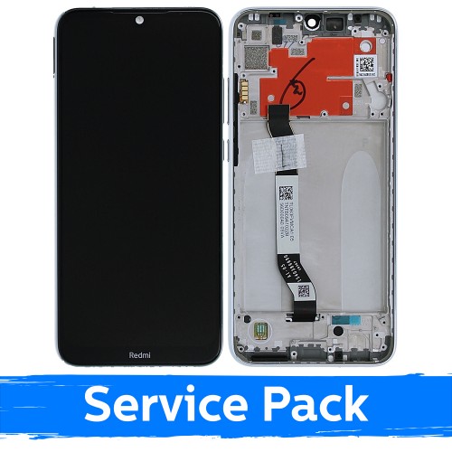 Ekranas skirtas Xiaomi Redmi Note 8T su rėmeliu / Moonlight White / (Service Pack)