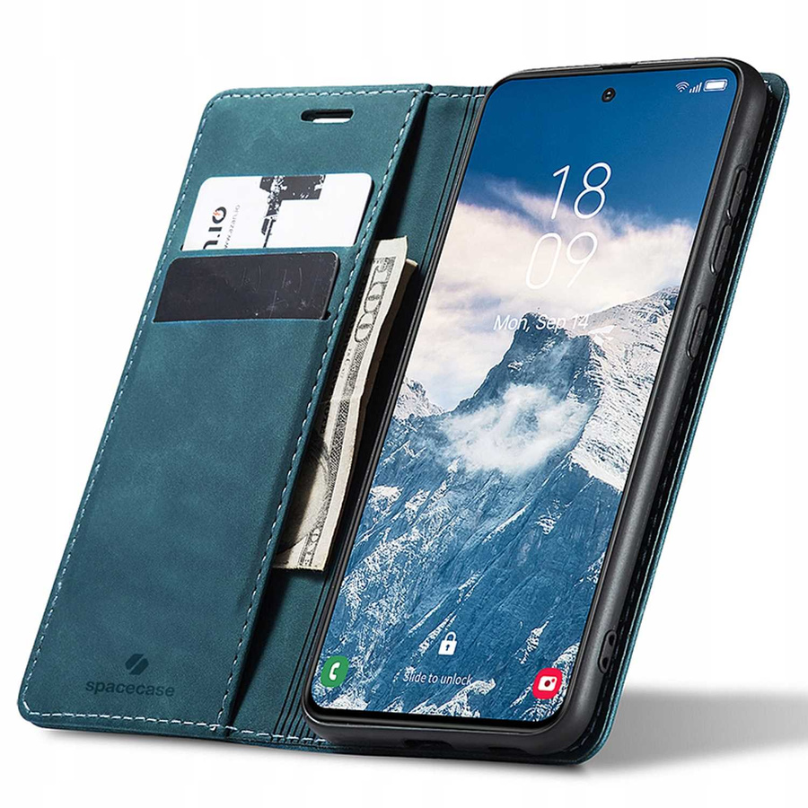 Spacecase Dėklas Wallet Galaxy S24 FE mėlynas