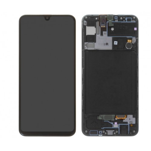 Ekranas skirtas Samsung A307 A30s juodas su rėmeliu HQ