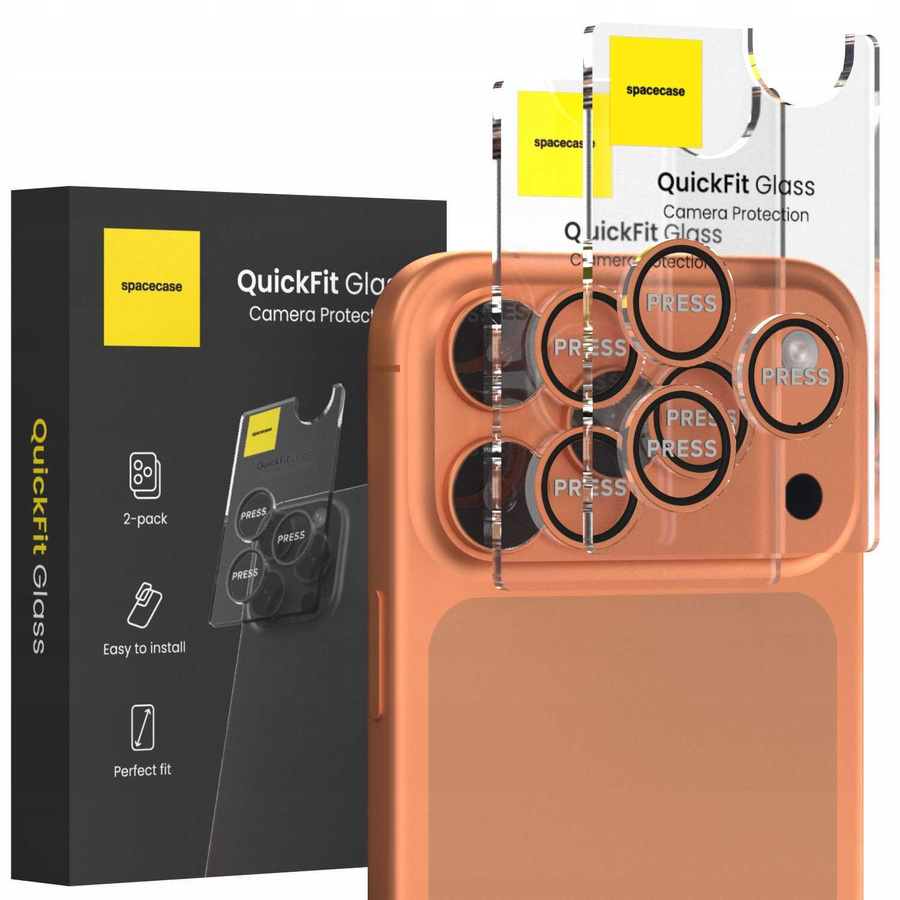 Spacecase Kameros stiklas Quickfit Camera iPhone 17 Pro/Max oranžinis