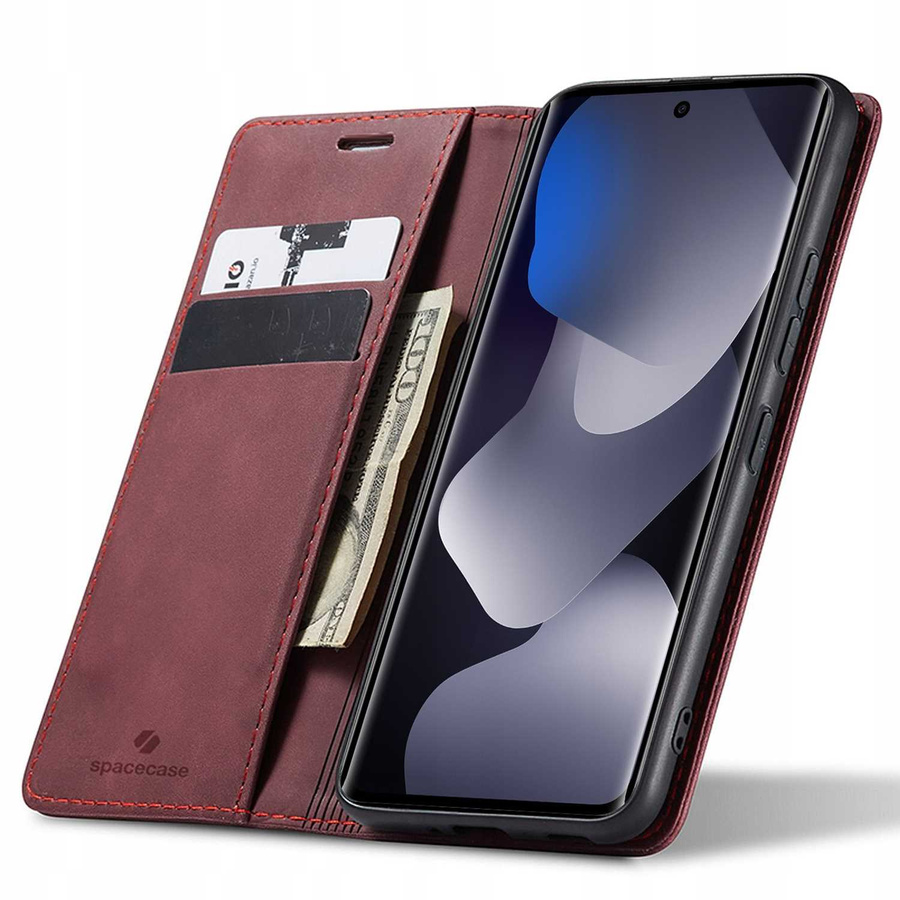 Spacecase dėklas Wallet POCO M8/RM Note 15 4G/5G raudonas