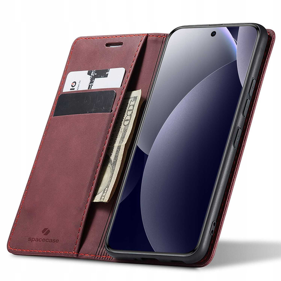 Spacecase dėklas Wallet RM Note 15 Pro 5G raudonas