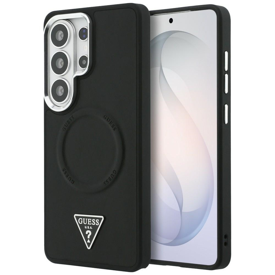 Guess dėklas Embossed Ring Triangle Logo MagSafe skirtas Samsung Galaxy S26 Ultra juodas