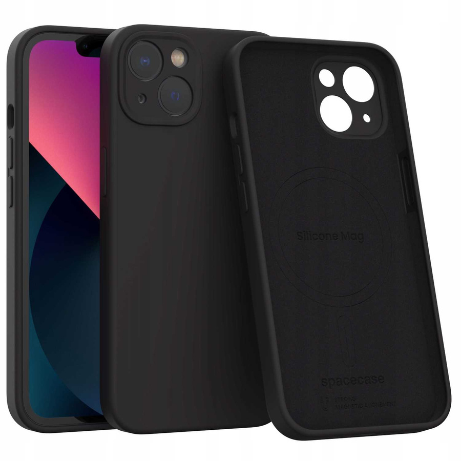 Spacecase silikoninis dėklas Mag iPhone 13 juodas