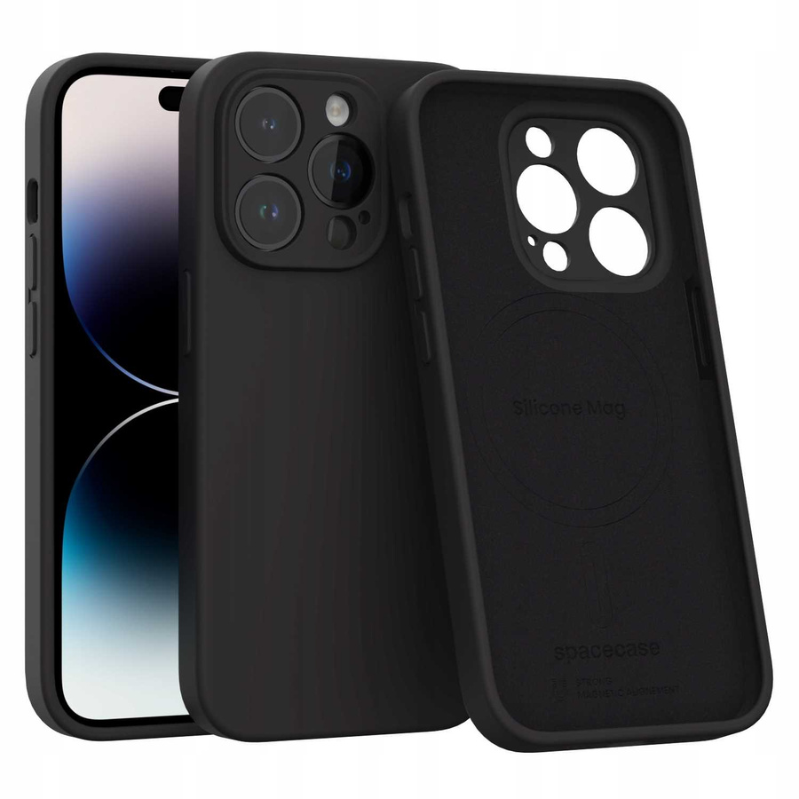 Spacecase silikoninis dėklas Mag iPhone 14 Pro juodas