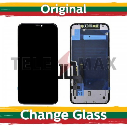 Ekranas skirtas iPhone 11 juodas (Toshiba versija + metalinė skarda) (Atnaujintas: Telemax)