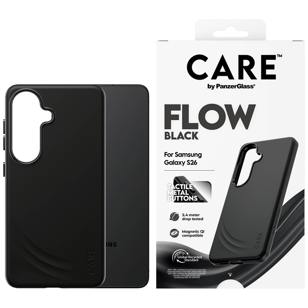 CARE by PanzerGlass Flow juodas QI dėklas Samsung Galaxy S26 - juodas
