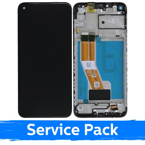 Ekranas skirtas Samsung M115 M11 juodas su rėmeliu (Service Pack)
