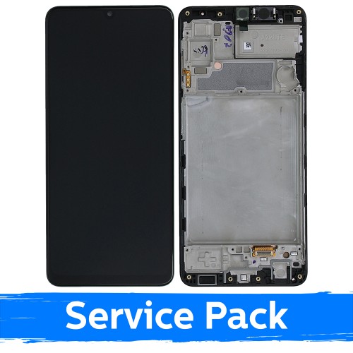 Ekranas skirtas Samsung A225 A22 4G juodas su rėmeliu (Service Pack)