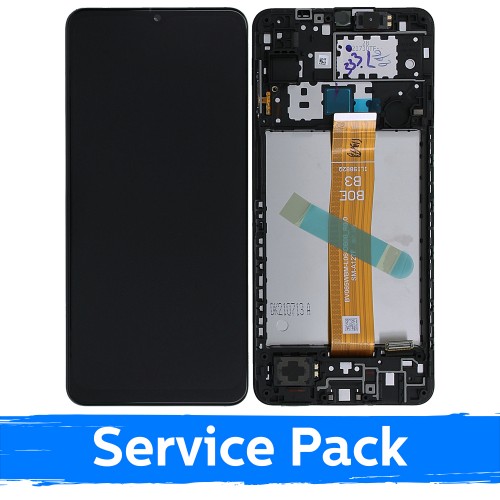 Ekranas skirtas Samsung A127 A12s (Nacho) juodas su rėmeliu (Service Pack)