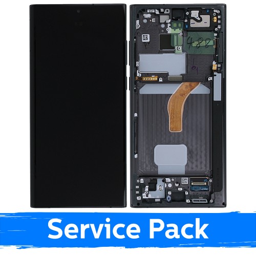 Ekranas skirtas Samsung S908 S22 Ultra su rėmeliu / Phantom Black / (Service Pack)