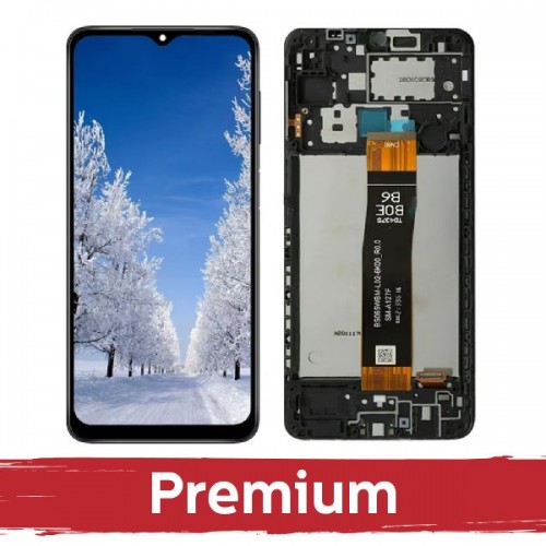 Ekranas skirtas Samsung A127 A12s (Nacho) juodas su rėmeliu OEM