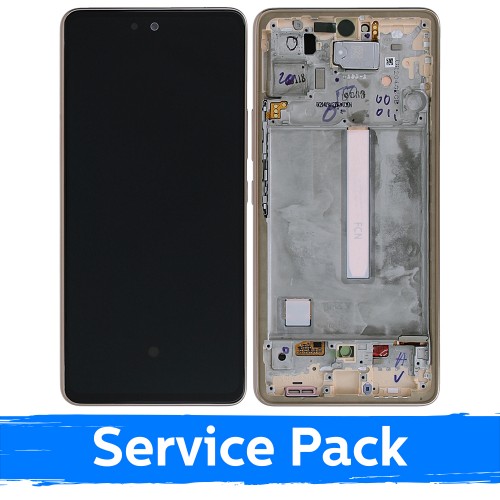 Ekranas skirtas Samsung A536 A53 5G su rėmeliu / Peach / (Service Pack)