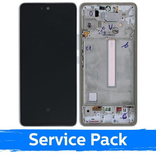 Ekranas skirtas Samsung A536 A53 5G su rėmeliu / White / (Service Pack)