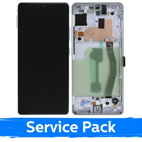 Ekranas skirtas Samsung G770 S10 Lite su rėmeliu / Prism White / (Service Pack)