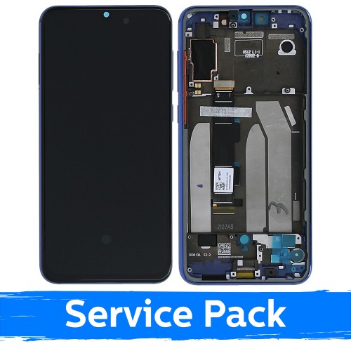 Ekranas skirtas Xiaomi Mi 9 SE su rėmeliu  / Blue / (Service Pack)