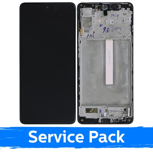 Ekranas skirtas Samsung M536 M53 5G juodas su rėmeliu (Service Pack)