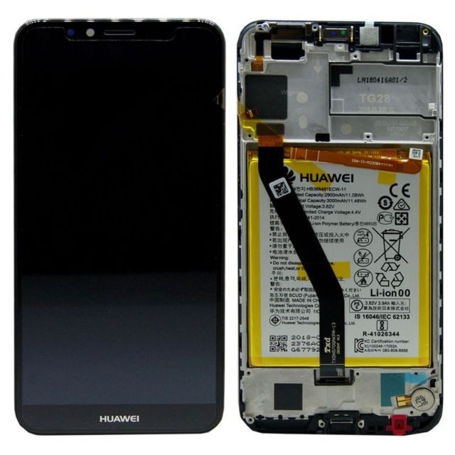Ekranas Huawei Y6 2018/Y6 Prime 2018 su lietimui jautriu stikliuku ir rėmeliu ir baterija Black originalus (service pack)