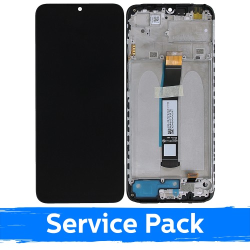Ekranas skirtas Xiaomi Redmi 10C / Poco C40 juodas su rėmeliu (Service Pack)