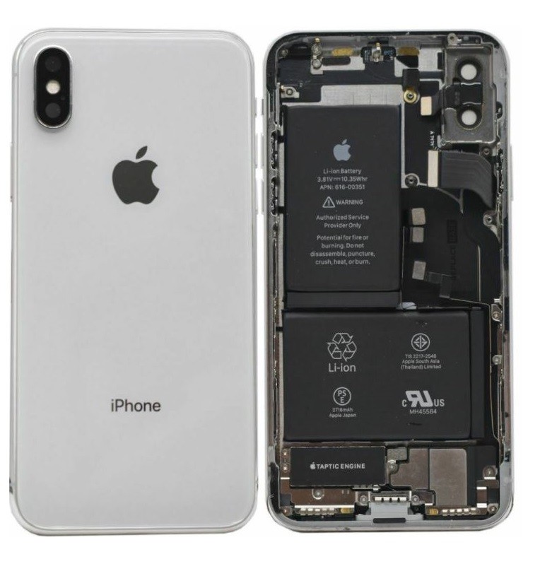 Galinis dangtelis iPhone X Silver pilnas su šleifais originalus (used Grade B)