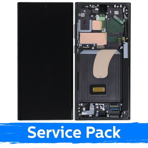 LCD Ekranas suderinamas su Samsung S918 S23 Ultra su rėmeliu / Phantom juodas (raudonas) (Graphite) / (Service Pack)