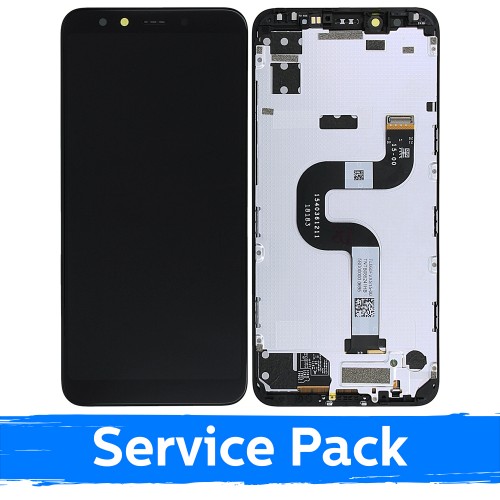 Ekranas skirtas Xiaomi Mi A2 juodas su rėmeliu (Service Pack)