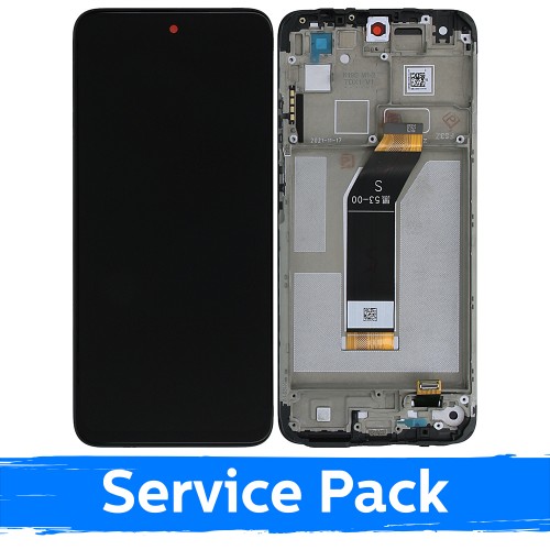 LCD ekranas suderinamas su Xiaomi Redmi 10 (2022) juodas su rėmeliu (Service Pack)