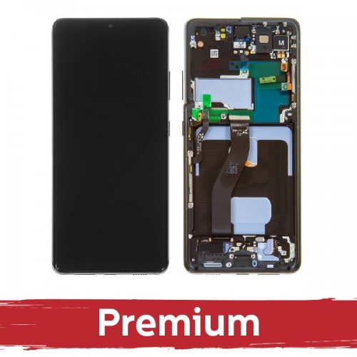 LCD ekranas suderinamas su Samsung G998 S21 Ultra su rėmeliu / Phantom Black / OEM