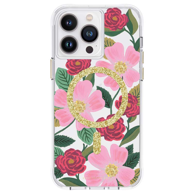 Rifle Paper Clear MagSafe - dėklas decorated in auksinis iPhone 14 Pro Max (Rose Garden)
