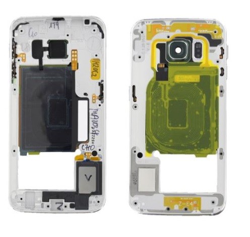 Vidinis korpusas Samsung G925F S6 Edge sidabrinis (žalias) su zumeriu ir šoniniais mygtukais originalus (service pack)