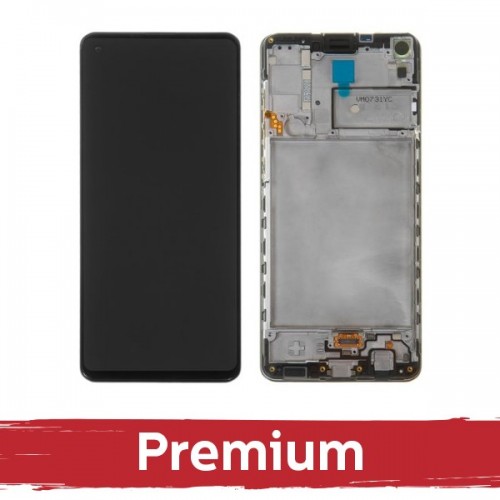 LCD ekranas suderinamas su Samsung A217 A21s juodas su rėmeliu OEM