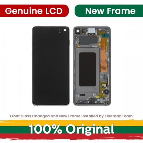 LCD ekranas suderinamas su Samsung G973 S10 su rėmeliu / Prism Green / (Atnaujintas: Telemax)