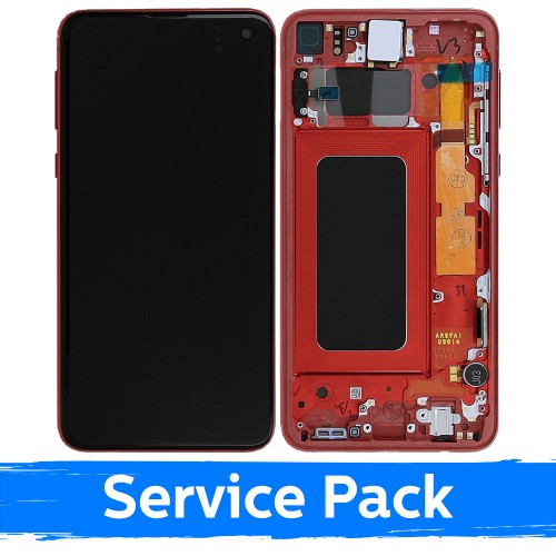 LCD ekranas suderinamas su Samsung G970 S10e su rėmeliu / Cardinal Red / (Service Pack)