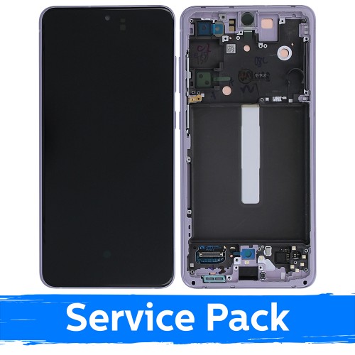 LCD ekranas suderinamas su Samsung G990 S21 FE 5G su rėmeliu / Lavender / (Service Pack)